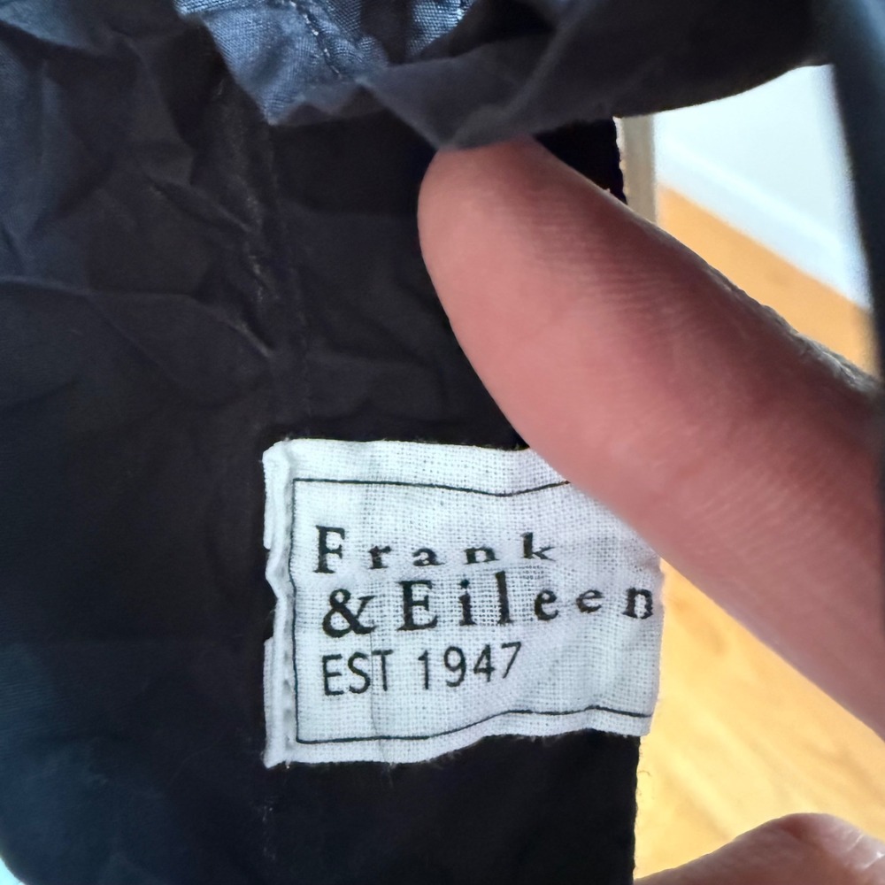 Frank & Eileen Joey Black Crinkle Cotton Button Down Shirt Made in Italy M - Picture 6 of 11